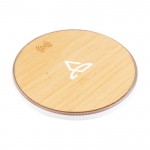 Cargador inalámbrico aspecto de bambú redondo Bamboo color blanco vista detalle 3