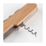 Navaja personalizada de acero y bambú con 9 funciones Zermatt color madera vista detalle