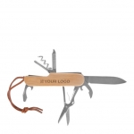 Navaja personalizada de acero y bambú con 9 funciones Zermatt color madera vista principal