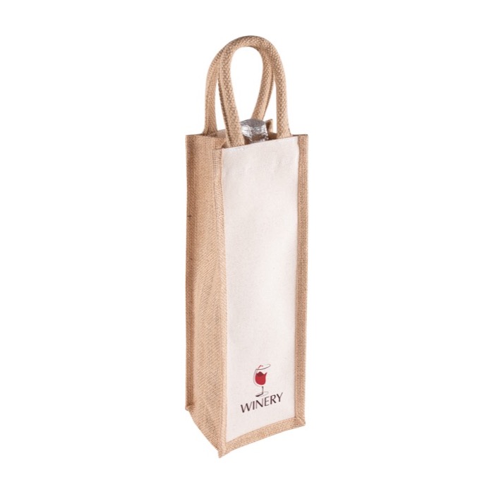 Bolsa para vino personalizada en yute y canvas 320 g/m2 Vino Rioja color beige segunda vista Bolsa para vino personalizada en yute y canvas 320 g/m2 Vino Rioja color beige segunda vista
