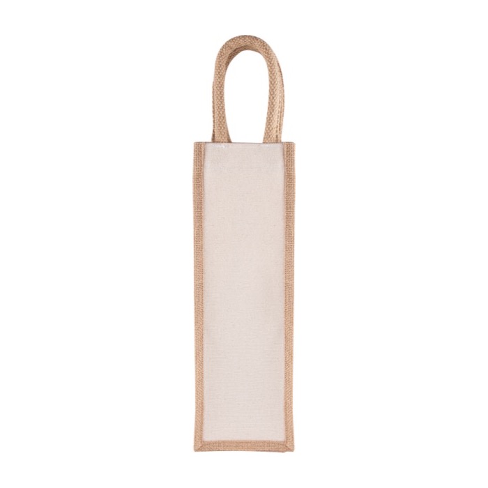 Bolsa para vino personalizada en yute y canvas 320 g/m2 Vino Rioja color beige tercera vista Bolsa para vino personalizada en yute y canvas 320 g/m2 Vino Rioja color beige tercera vista