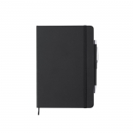 Libreta con bolígrafo, banda elástica de cierrer y A5 hojas a rayas Hemming color negro primera vista