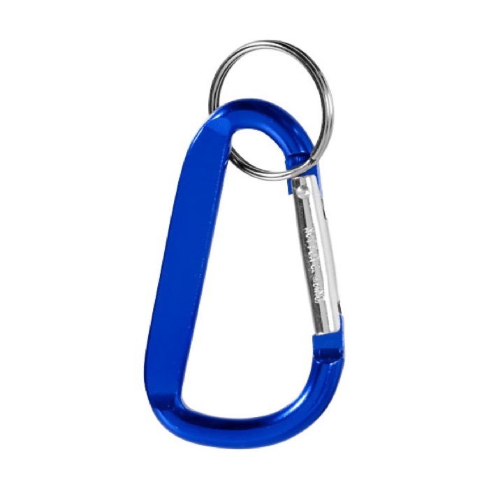 Llaveros personalizados baratos en aluminio estilo mosquetón Aluclip color azul segunda vista frontal