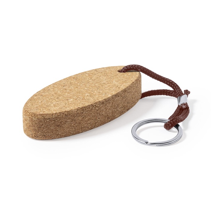 Llavero de corcho personalizado flotante con forma ovalada Corcho color marrón segunda vista
