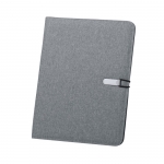 Portafolios impresos con bloc de notas color gris 3