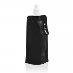 Botella de plástico plegable con mosquetón 400ml Clip color negro