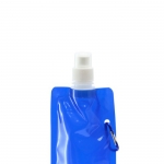 Botella de plástico plegable con mosquetón 400ml Clip color azul cuarta vista