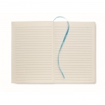 Libretas recicladas de tapa dura con elástico A5 hojas a rayas EcoMilk color turquesa septima vista