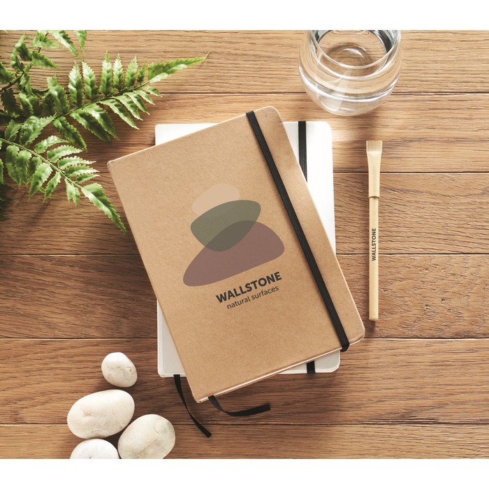 Libreta reciclada con papel piedra A5 hojas a rayas StonePaper Recyclo color beige vista bodegón principal