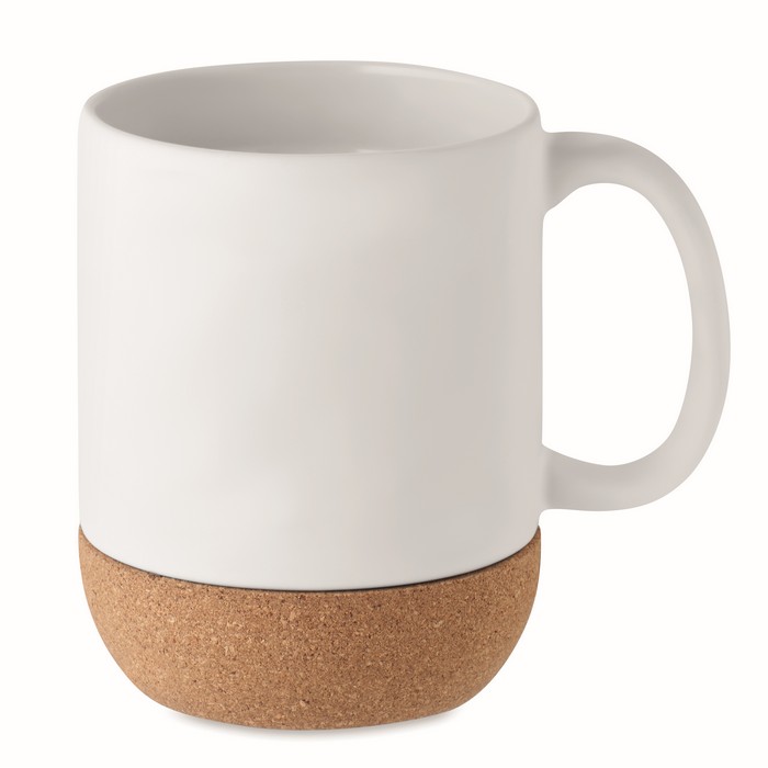 Taza de cerámica mate con base de corcho de 300ml Design Cork color blanco Taza de cerámica mate con base de corcho de 300ml Design Cork color blanco