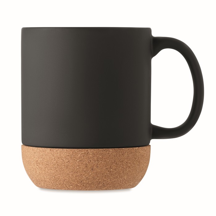 Taza de cerámica mate con base de corcho de 300ml Design Cork color negro segunda vista Taza de cerámica mate con base de corcho de 300ml Design Cork color negro segunda vista