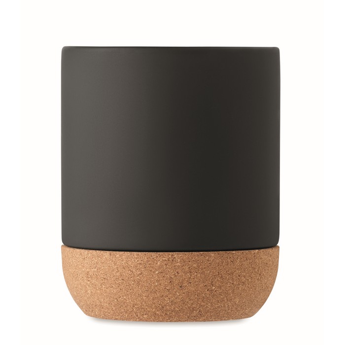 Taza de cerámica mate con base de corcho de 300ml Design Cork color negro tercera vista Taza de cerámica mate con base de corcho de 300ml Design Cork color negro tercera vista