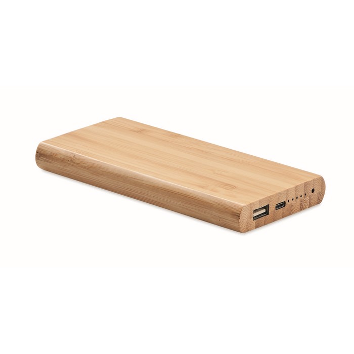 Power bank inalámbrico de bambú con conexión tipo C 6.000 mAh Bamboo color madera