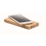 Power bank inalámbrico de bambú con conexión tipo C 6.000 mAh Bamboo color madera segunda vista