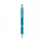 Bolígrafo personalizado eco acabados plateados y tinta azul Aster Eco color azul claro primera vista