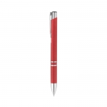 Bolígrafo personalizado eco acabados plateados y tinta azul Aster Eco color rojo