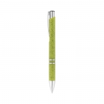 Bolígrafo personalizado eco acabados plateados y tinta azul Aster Eco color verde claro