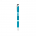 Bolígrafo personalizado eco acabados plateados y tinta azul Aster Eco vista principal