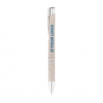 Bolígrafo personalizado eco acabados plateados y tinta azul Aster Eco vista principal
