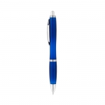 Bolígrafo personalizado con pulsador reciclado tinta azul Color RPET color azul