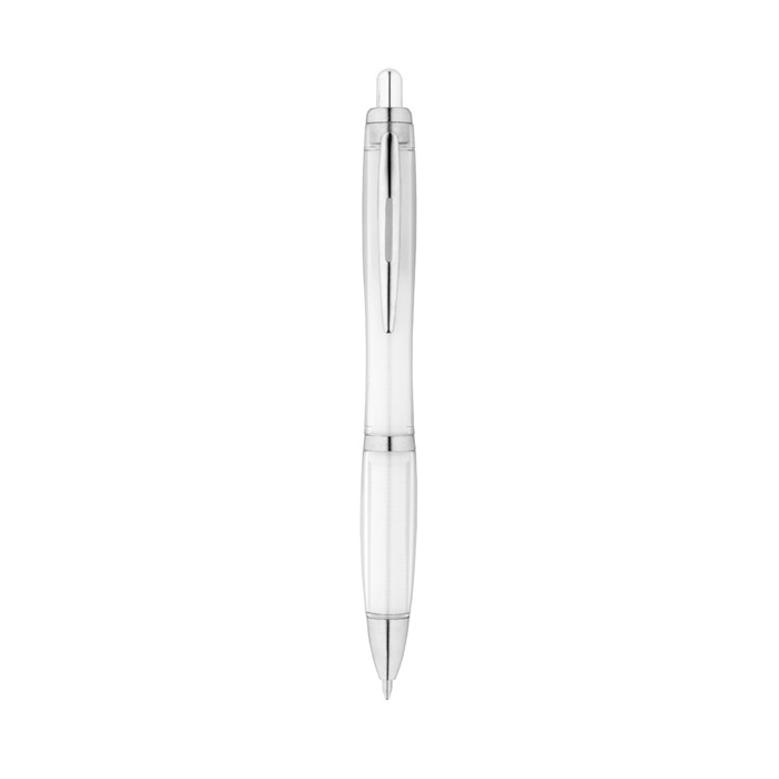 Bolígrafo personalizado con pulsador reciclado tinta azul Color RPET color blanco primera vista Bolígrafo personalizado con pulsador reciclado tinta azul Color RPET color blanco primera vista