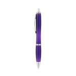 Bolígrafo personalizado con pulsador reciclado tinta azul Color RPET color morado