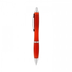 Bolígrafo personalizado con pulsador reciclado tinta azul Color RPET color rojo
