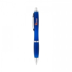 Bolígrafo personalizado con pulsador reciclado tinta azul Color RPET color azul imagen con logo