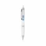 Bolígrafo personalizado con pulsador reciclado tinta azul Color RPET vista principal