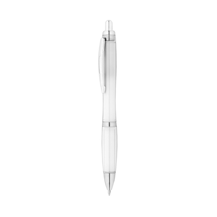 Bolígrafo personalizado con pulsador reciclado tinta azul Color RPET color blanco segunda vista Bolígrafo personalizado con pulsador reciclado tinta azul Color RPET color blanco segunda vista