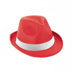 Sombrero promocional de poliéster con cinta blanca con logotipo Colors color rojo