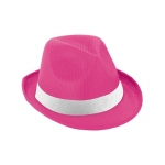 Sombrero promocional de poliéster con cinta blanca con logotipo Colors color rosa
