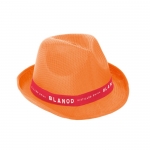 Sombrero promocional de poliéster con cinta blanca con logotipo Colors color naranja imagen con logo 4