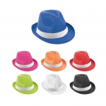 Sombrero promocional de poliéster con cinta blanca con logotipo Colors varios colores