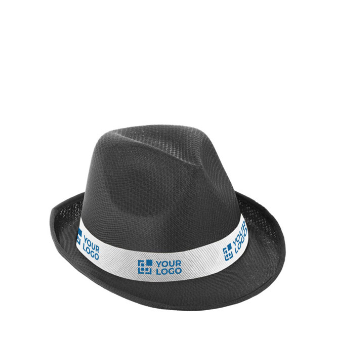 Sombrero promocional de poliéster con cinta blanca con logotipo Colors