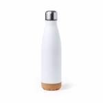 Botella de acero con base de corcho color blanco 1