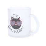 Taza de cristal mate para impresión de imagen 300ml Frost Sublim color blanco transparente tercera vista