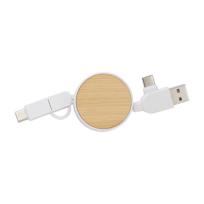 Cable 5 en 1 con varias conexiones USB Cable multicarga Bamboo color blanco primera vista Cable 5 en 1 con varias conexiones USB Cable multicarga Bamboo color blanco primera vista