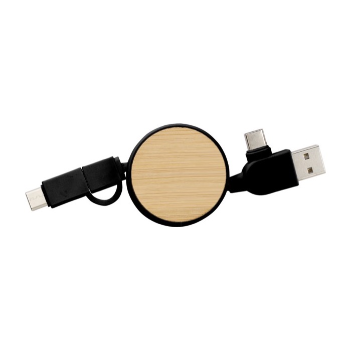 Cable 5 en 1 con varias conexiones USB Cable multicarga Bamboo color negro primera vista Cable 5 en 1 con varias conexiones USB Cable multicarga Bamboo color negro primera vista