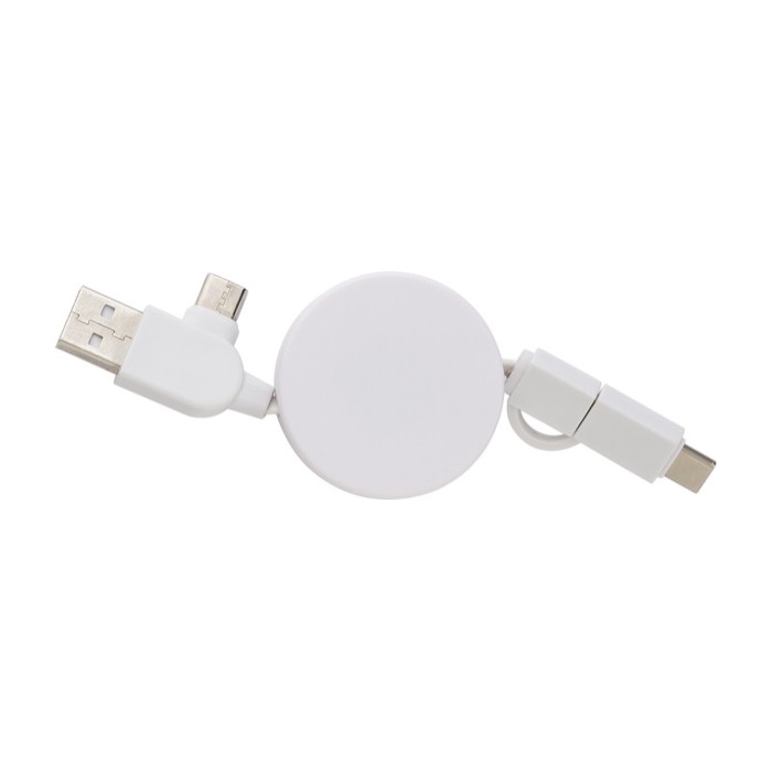 Cable 5 en 1 con varias conexiones USB Cable multicarga Bamboo color blanco tercera vista Cable 5 en 1 con varias conexiones USB Cable multicarga Bamboo color blanco tercera vista