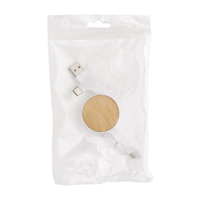 Cable 5 en 1 con varias conexiones USB Cable multicarga Bamboo color blanco cuarta vista Cable 5 en 1 con varias conexiones USB Cable multicarga Bamboo color blanco cuarta vista