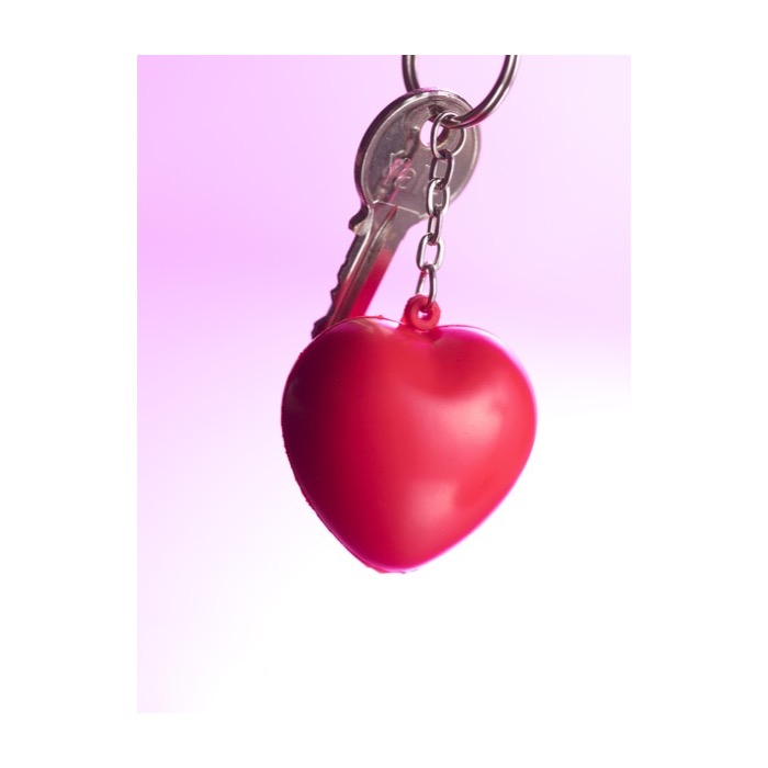 Llavero promocional de PU con forma de corazón rojo LoveIt primera vista