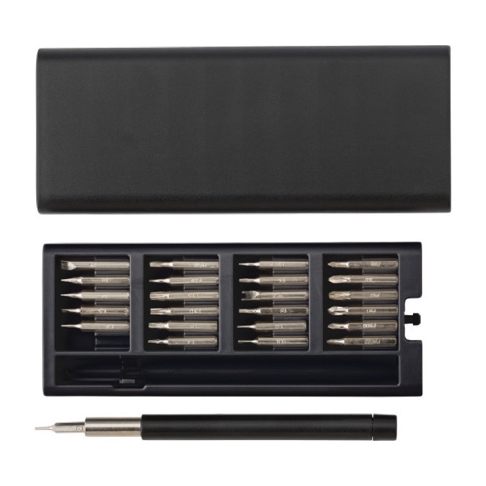 Set de herramientas con 24 destornilladores de precisión Magnet color negro cuarta vista Set de herramientas con 24 destornilladores de precisión Magnet color negro cuarta vista