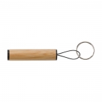 Llavero linterna personalizado de bambú cilíndrico BambooLight color natural cuarta vista