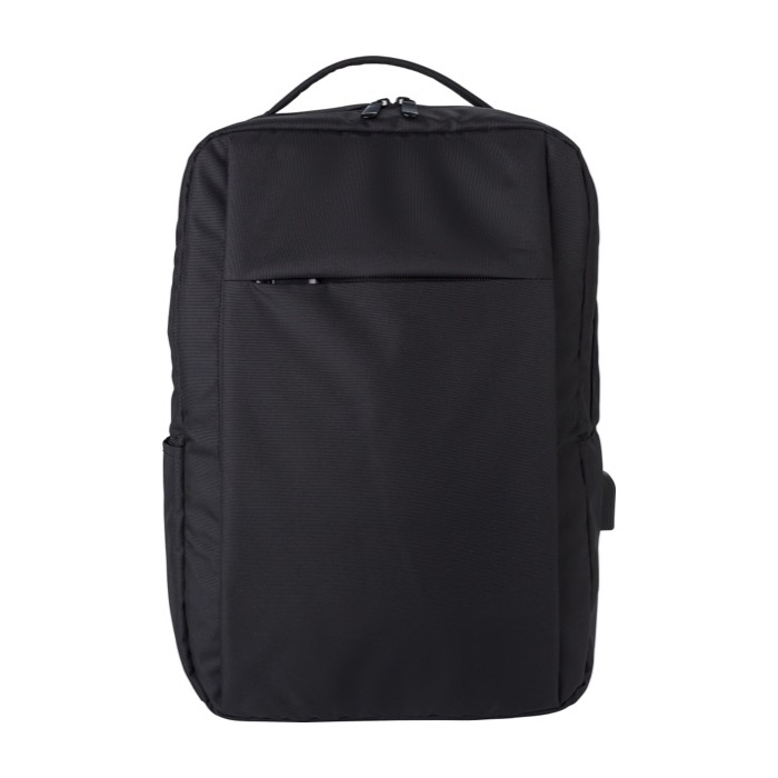 Mochilas para portátil recicladas con USB 16'' Power RPET color negro primera vista Mochilas para portátil recicladas con USB 16'' Power RPET color negro primera vista