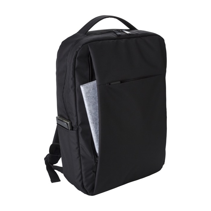 Mochilas para portátil recicladas con USB 16'' Power RPET color negro quinta vista Mochilas para portátil recicladas con USB 16'' Power RPET color negro quinta vista