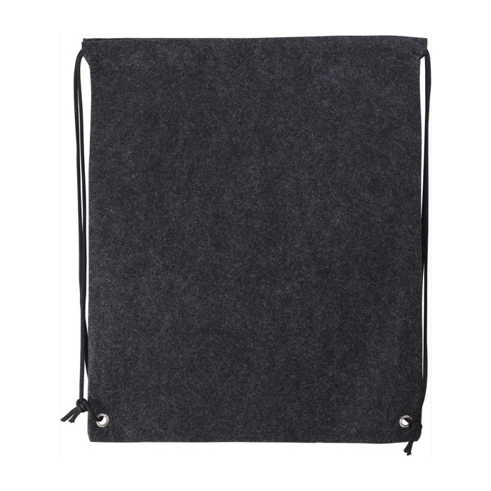 Mochila saco de fieltro rPET con cuerdas de poliéster City RPET color gris oscuro primera vista Mochila saco de fieltro rPET con cuerdas de poliéster City RPET color gris oscuro primera vista