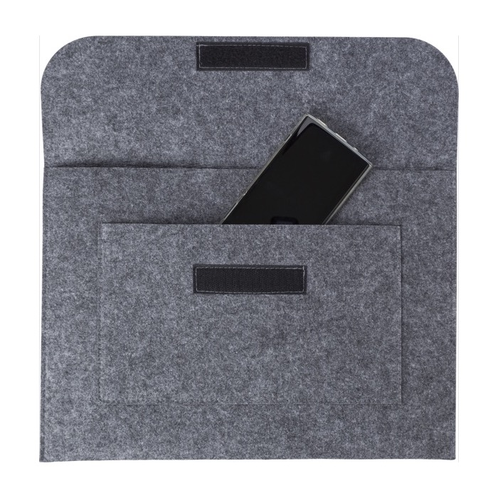 Sencillos portadocumentos personalizados baratos de felpa Flow color gris tercera vista Sencillos portadocumentos personalizados baratos de felpa Flow color gris tercera vista