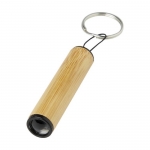 Llavero linterna personalizado de bambú cilíndrico BambooLight color natural