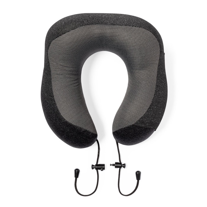 Almohada de viaje con bolsa ajustable para publicidad Confort color negro primera vista Almohada de viaje con bolsa ajustable para publicidad Confort color negro primera vista